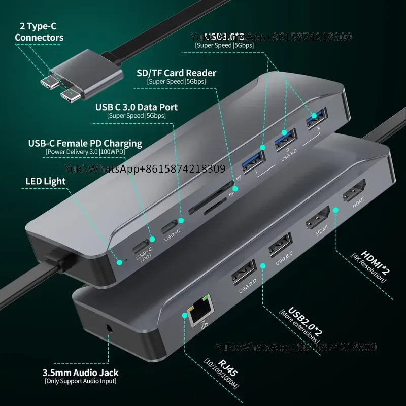 Usb C Hub - Çok Satan Çift Ekranlı Tip C