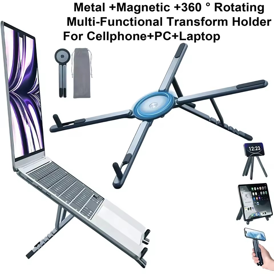 Laptop Stand - 3'ü 1 Arada Katlanabilir Manyetik Telefon