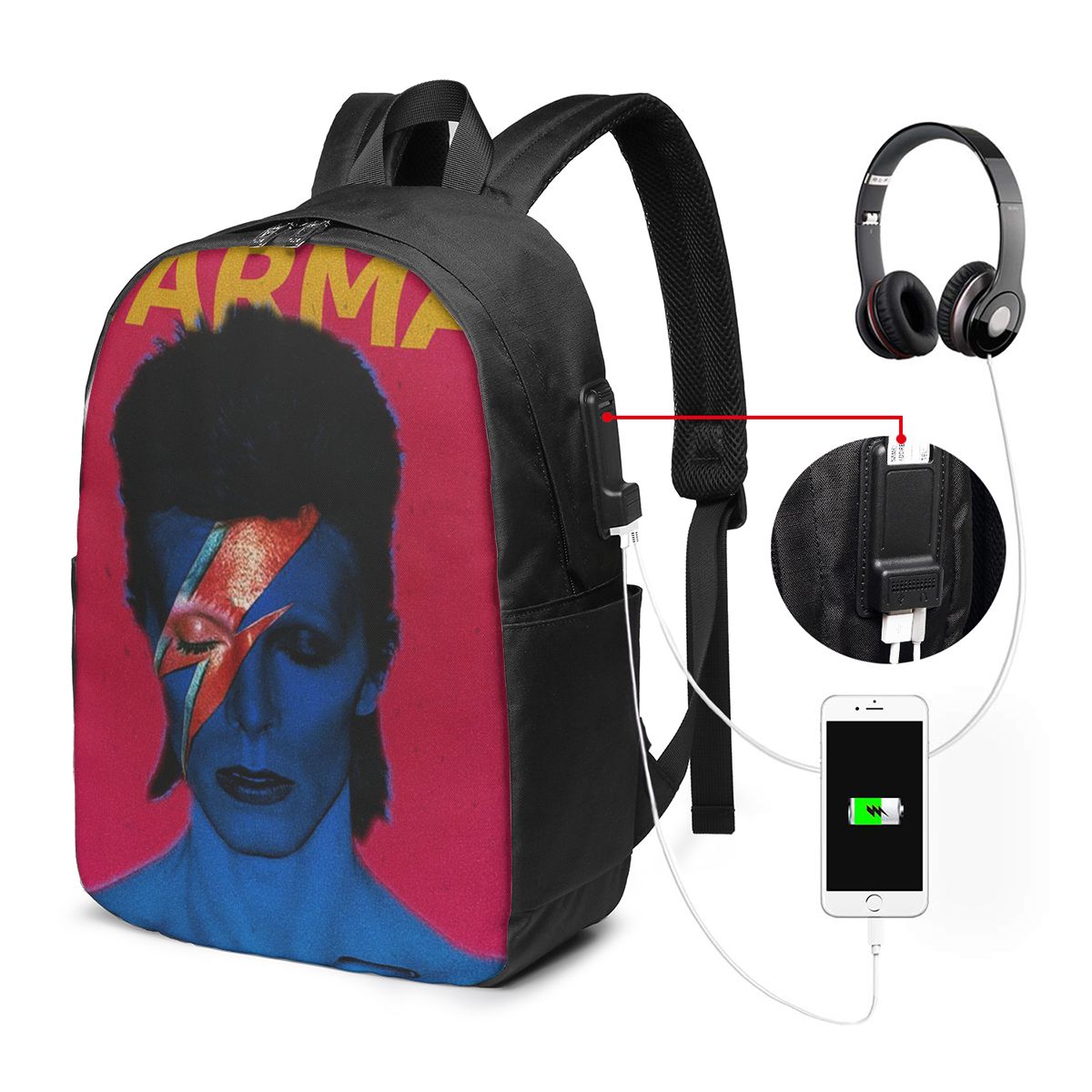 Laptop Bag - Davids Bowied Sırt Çantası Seyahat Dizüstü