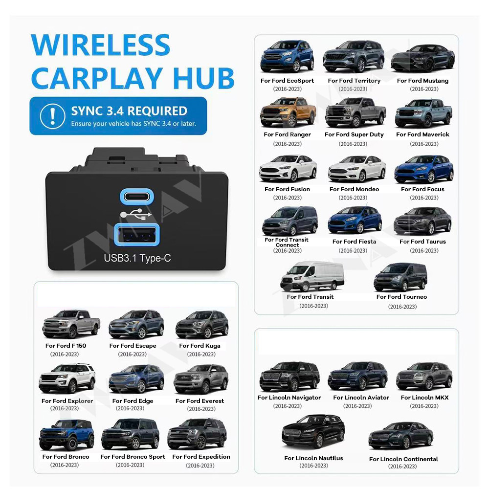 Ford Lincoln SYNC 3.4 2016-202 - Usb C Hub incelemesi ve fiyatı